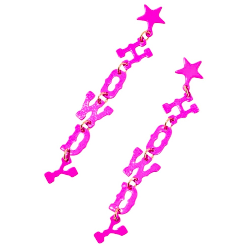 Hot Pink "Howdy" Cutout Letters 2.5" Drop Earrings - NWT